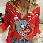Custom NRL Dolphins NAIDOC Week Women Casual Shirt Keep The Fire Burning Indigenous Art
