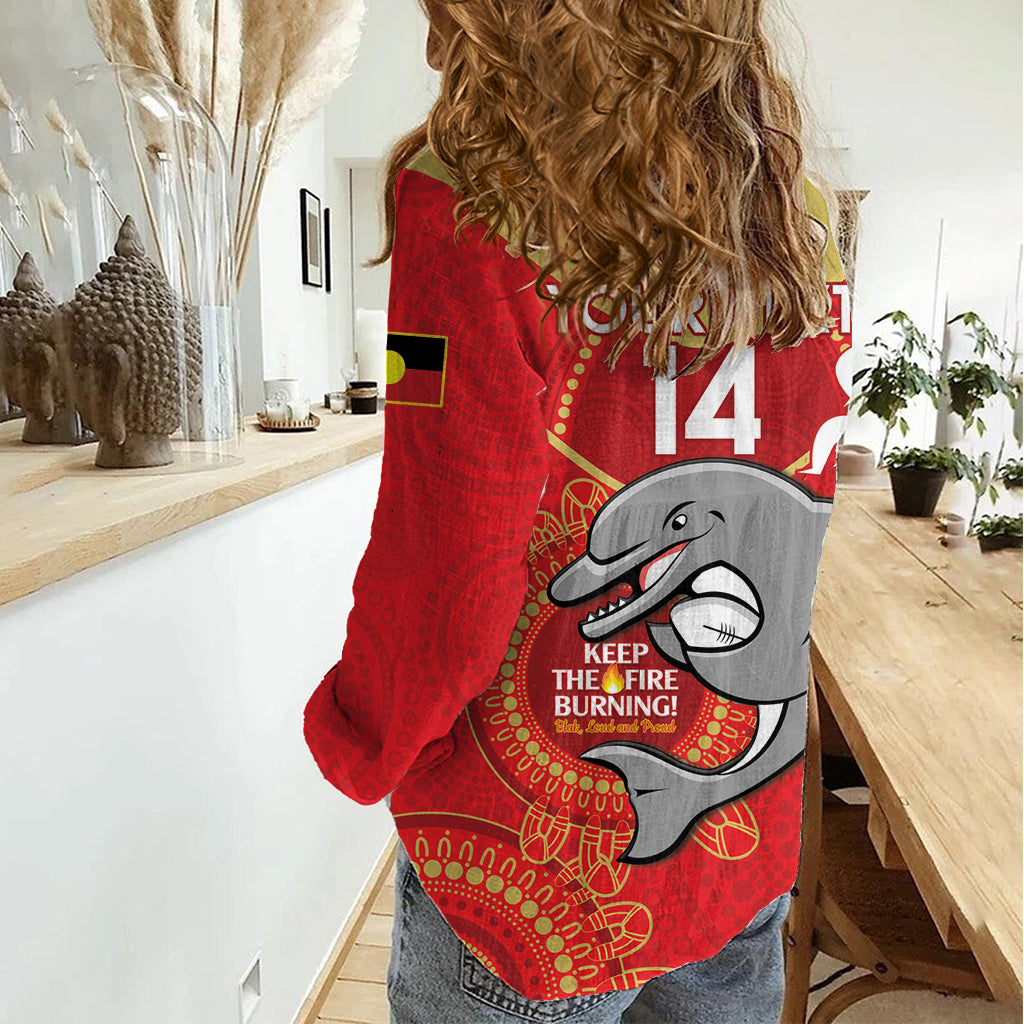 Custom NRL Dolphins NAIDOC Week Women Casual Shirt Keep The Fire Burning Indigenous Art