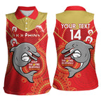 Custom NRL Dolphins NAIDOC Week Women Sleeveless Polo Shirt Keep The Fire Burning Indigenous Art