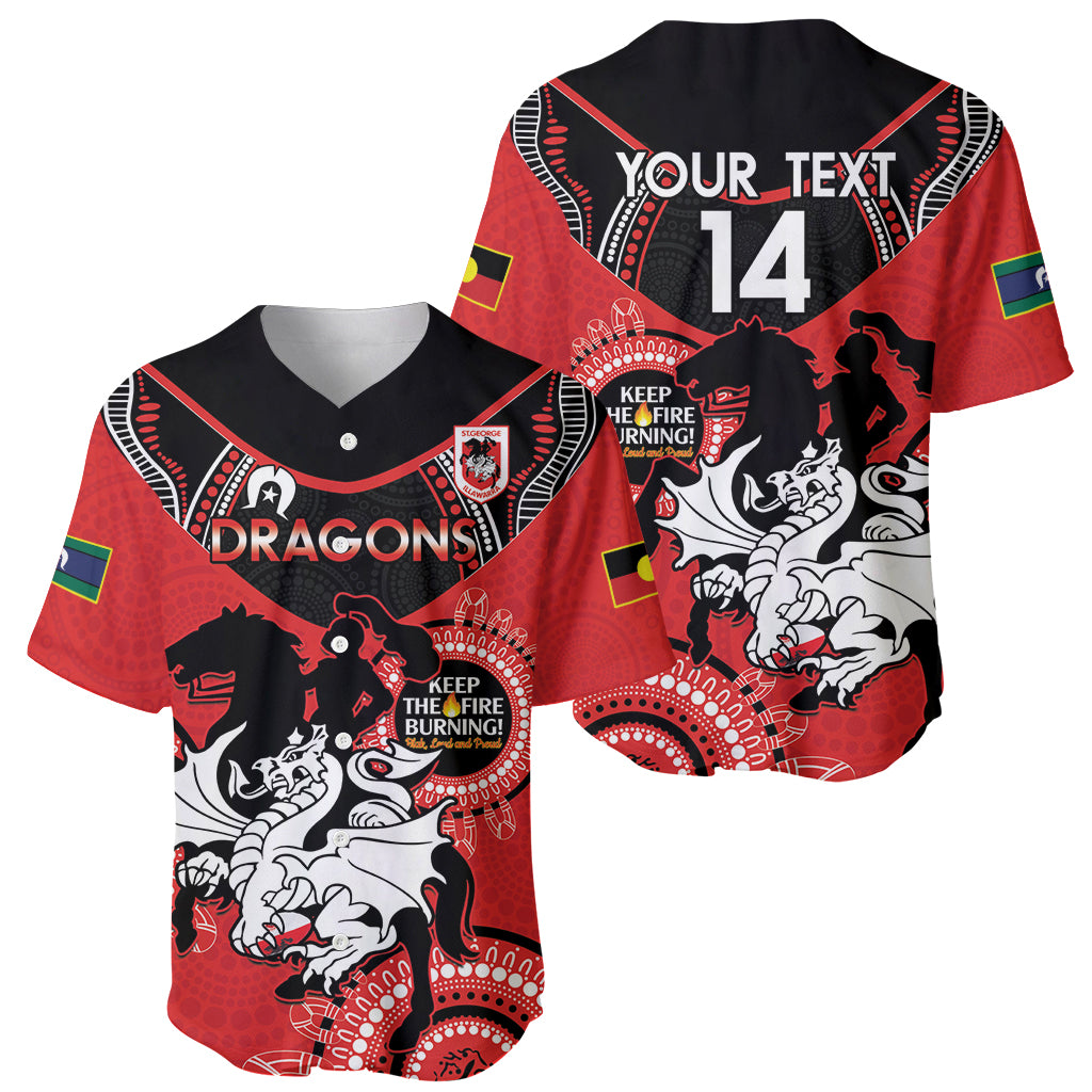 Custom NRL Dragons NAIDOC Week Baseball Jersey Keep The Fire Burning Indigenous Art
