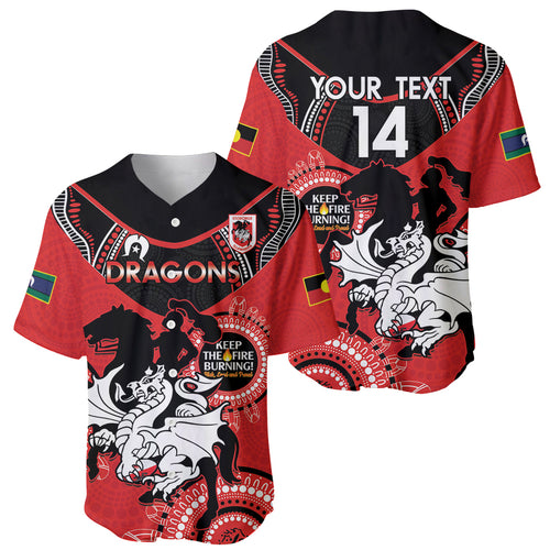 Custom NRL Dragons NAIDOC Week Baseball Jersey Keep The Fire Burning Indigenous Art
