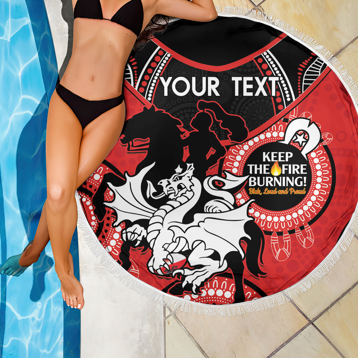 Custom NRL Dragons NAIDOC Week Beach Blanket Keep The Fire Burning Indigenous Art