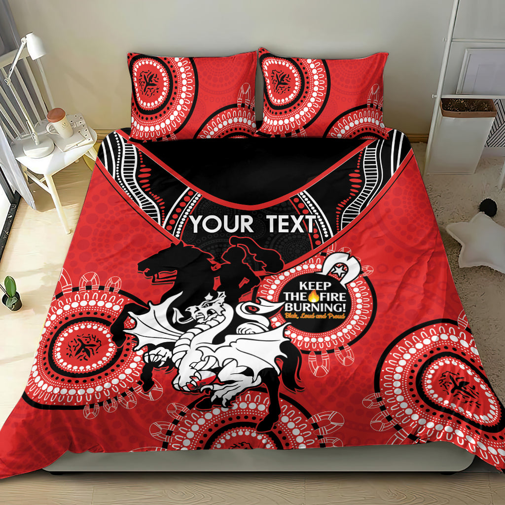 Custom NRL Dragons NAIDOC Week Bedding Set Keep The Fire Burning Indigenous Art