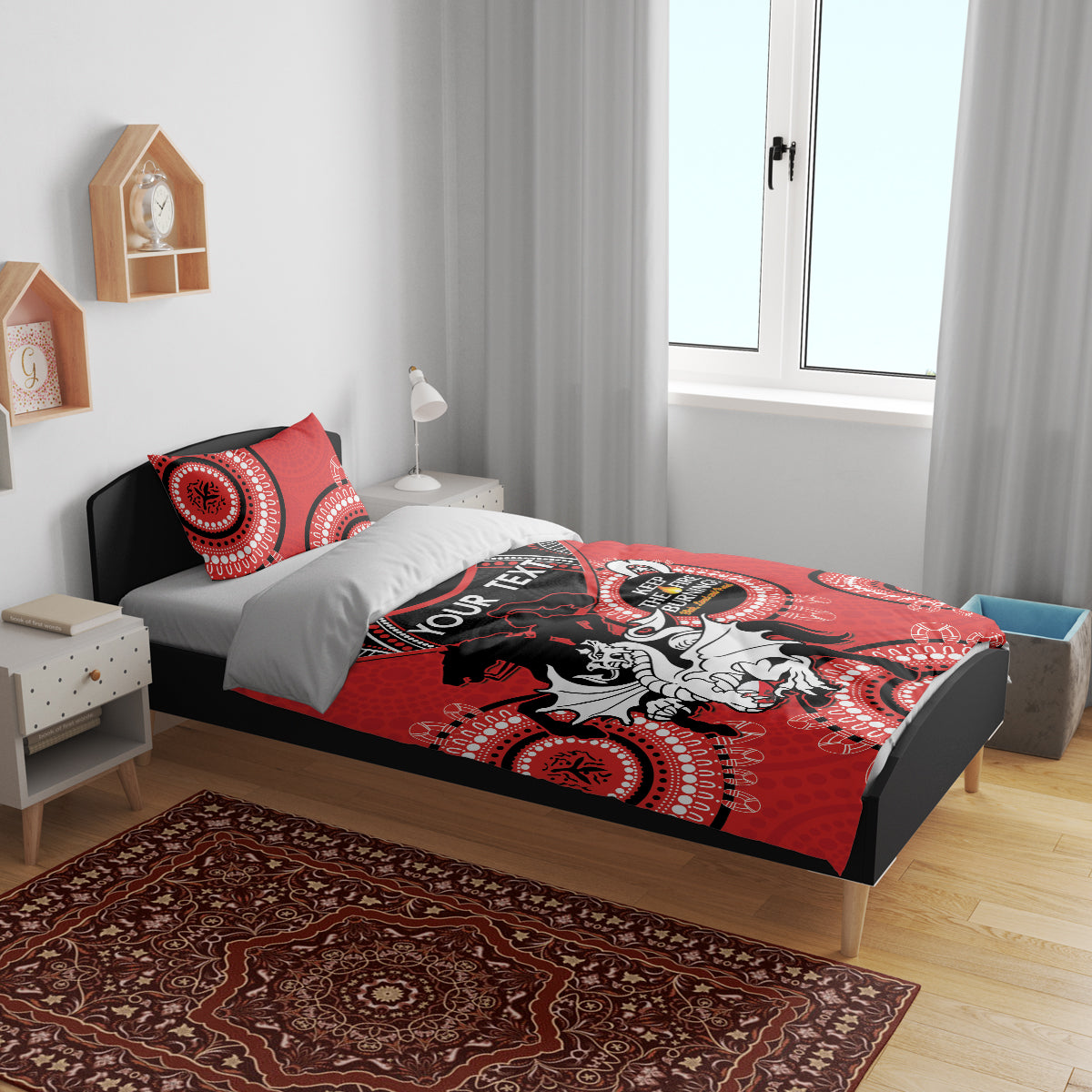 Custom NRL Dragons NAIDOC Week Bedding Set Keep The Fire Burning Indigenous Art