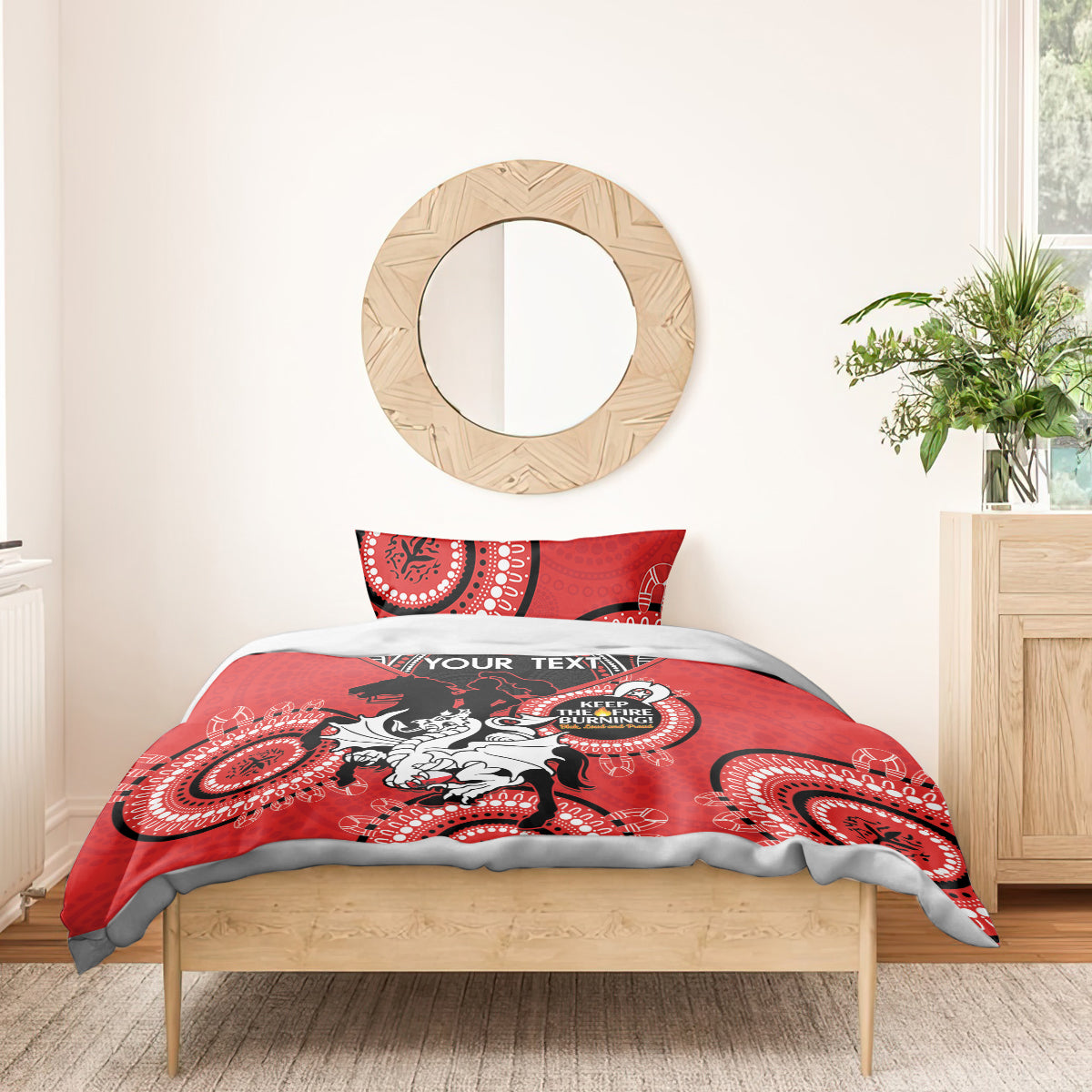 Custom NRL Dragons NAIDOC Week Bedding Set Keep The Fire Burning Indigenous Art