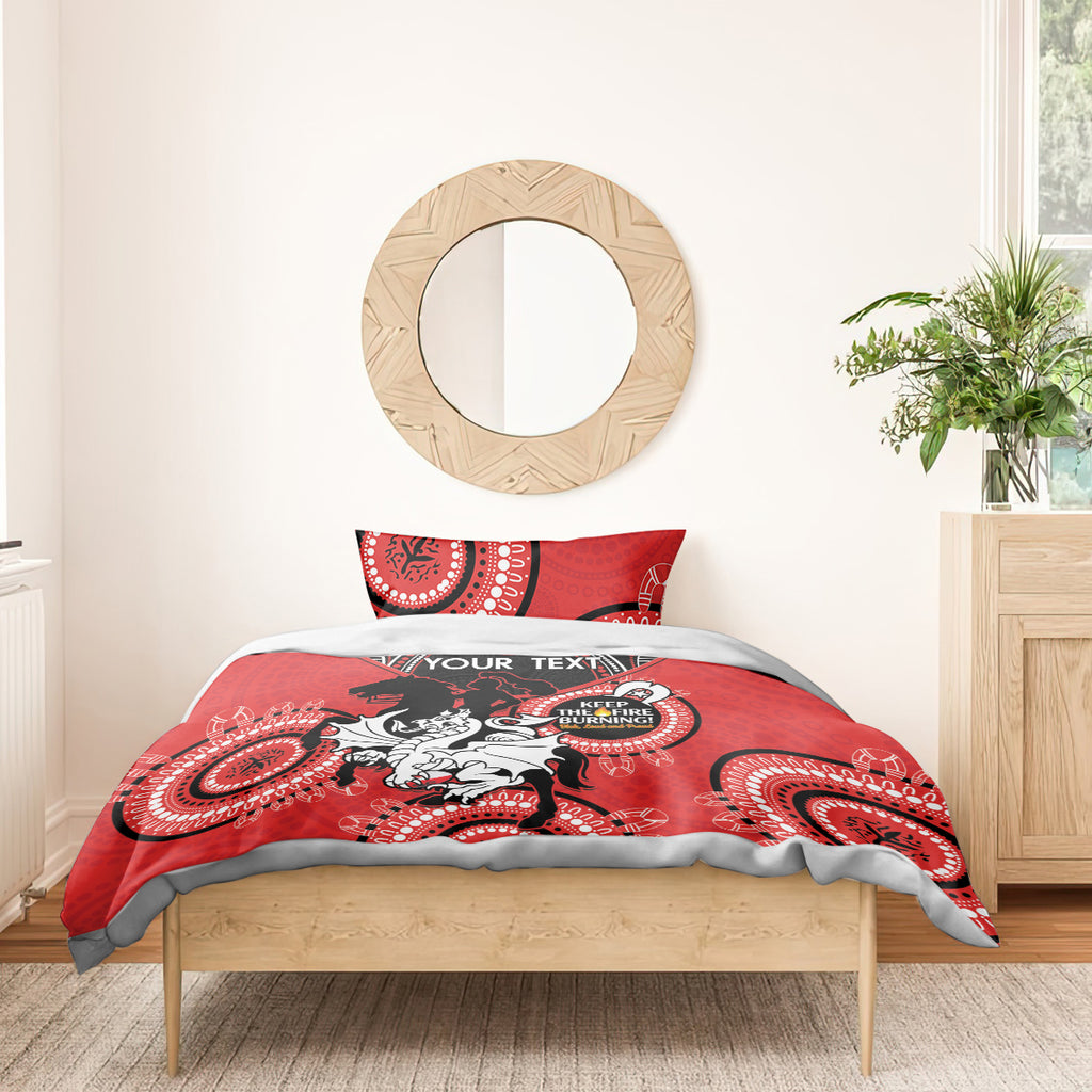 Custom NRL Dragons NAIDOC Week Bedding Set Keep The Fire Burning Indigenous Art