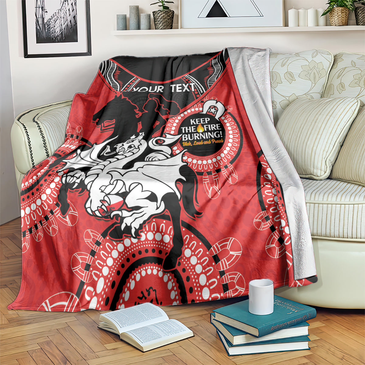 Custom NRL Dragons NAIDOC Week Blanket Keep The Fire Burning Indigenous Art