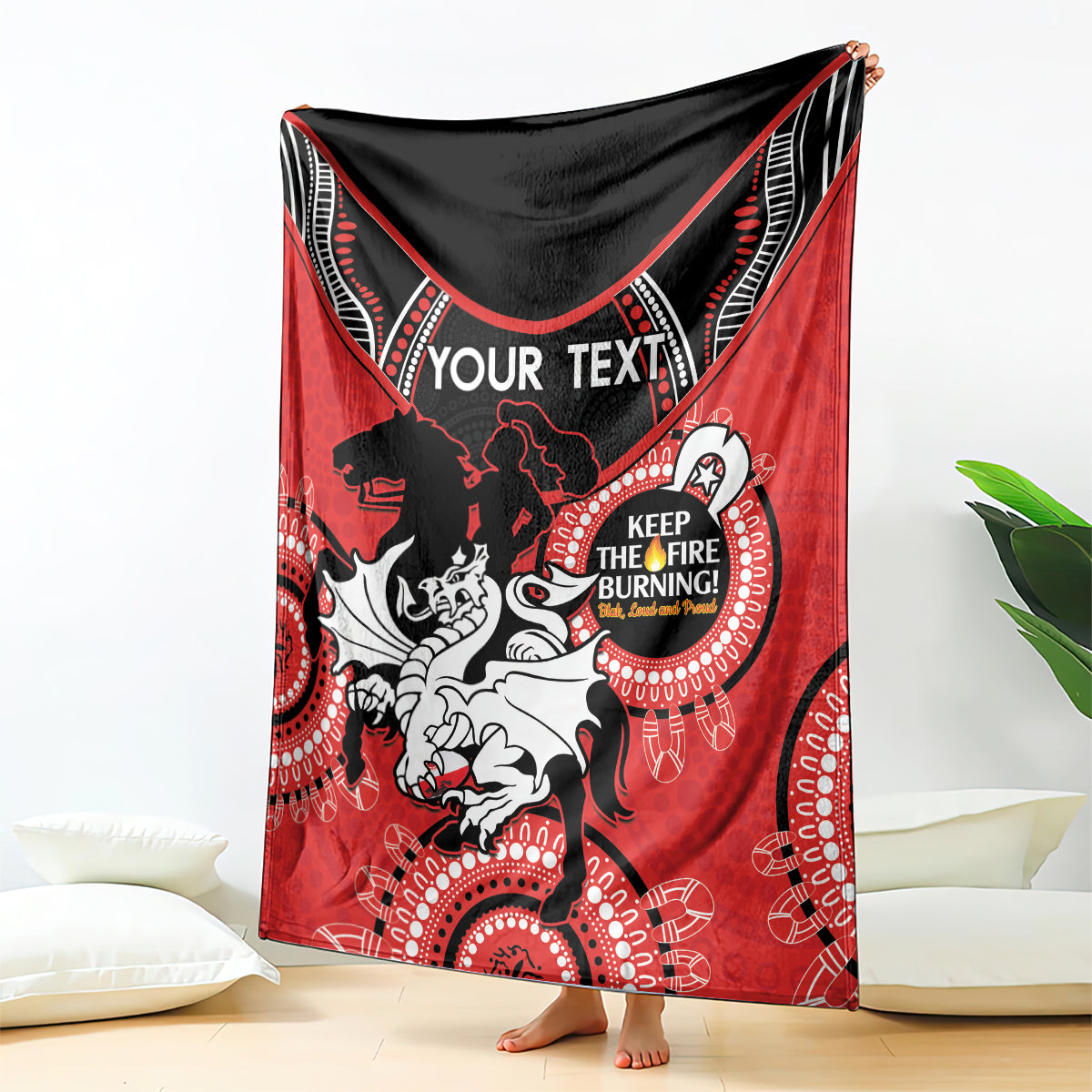 Custom NRL Dragons NAIDOC Week Blanket Keep The Fire Burning Indigenous Art