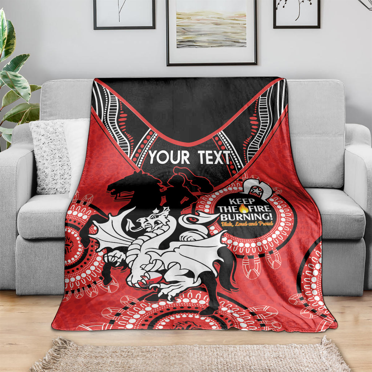 Custom NRL Dragons NAIDOC Week Blanket Keep The Fire Burning Indigenous Art