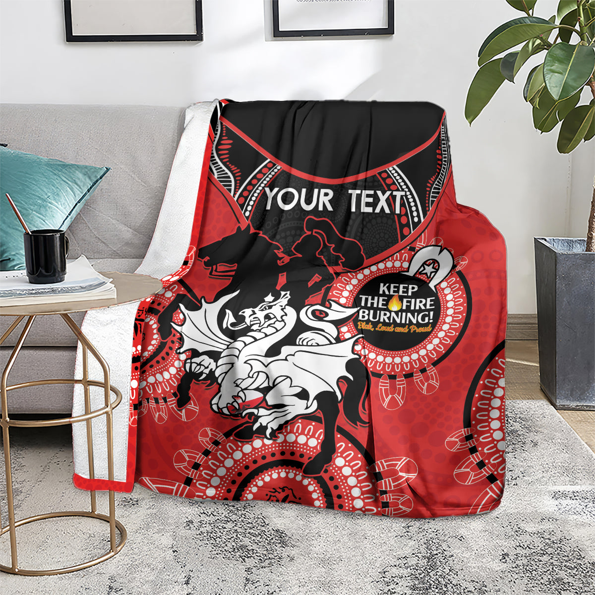 Custom NRL Dragons NAIDOC Week Blanket Keep The Fire Burning Indigenous Art