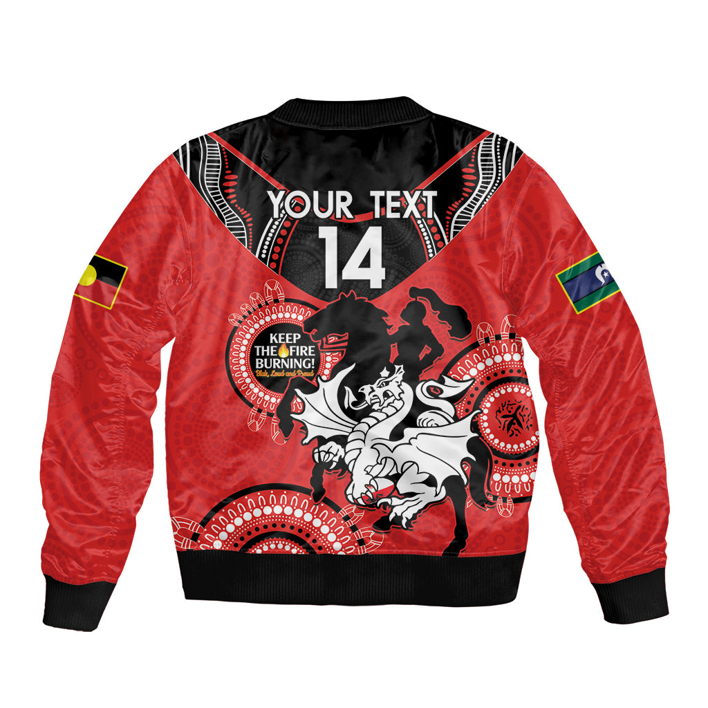 Custom NRL Dragons NAIDOC Week Bomber Jacket Keep The Fire Burning Indigenous Art