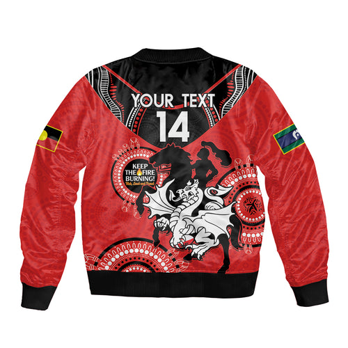 Custom NRL Dragons NAIDOC Week Bomber Jacket Keep The Fire Burning Indigenous Art