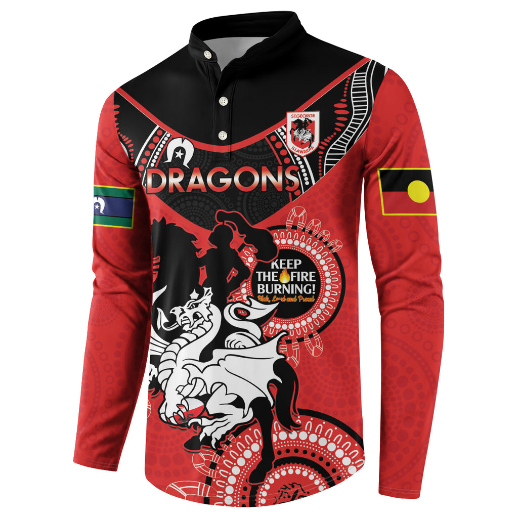 Custom NRL Dragons NAIDOC Week Button Sweatshirt Keep The Fire Burning Indigenous Art