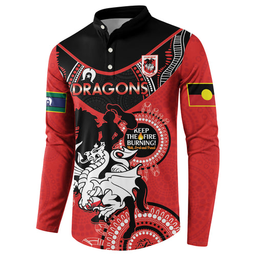Custom NRL Dragons NAIDOC Week Button Sweatshirt Keep The Fire Burning Indigenous Art