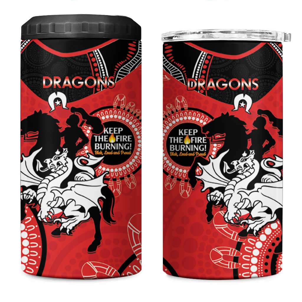 NRL Dragons NAIDOC Week 4 in 1 Can Cooler Tumbler Keep The Fire Burning Indigenous Art
