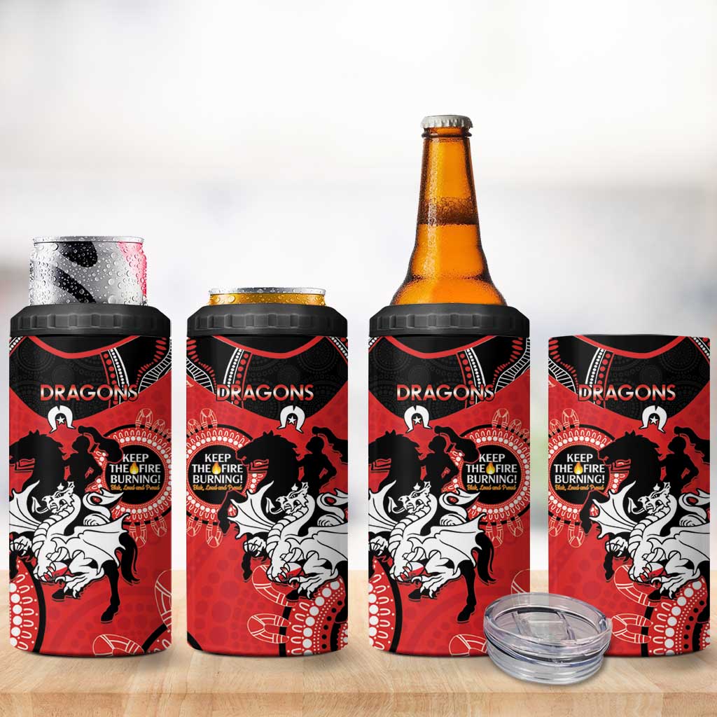 NRL Dragons NAIDOC Week 4 in 1 Can Cooler Tumbler Keep The Fire Burning Indigenous Art
