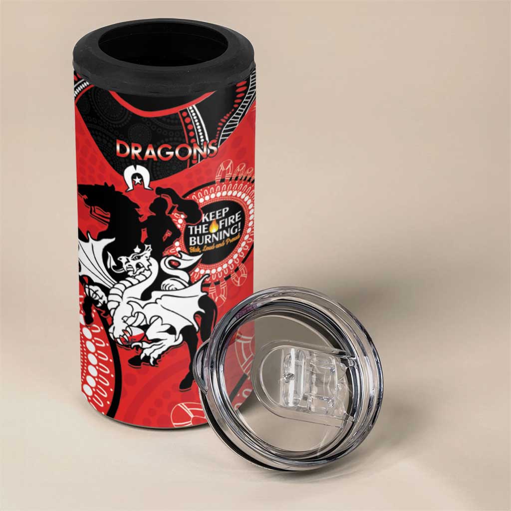 NRL Dragons NAIDOC Week 4 in 1 Can Cooler Tumbler Keep The Fire Burning Indigenous Art