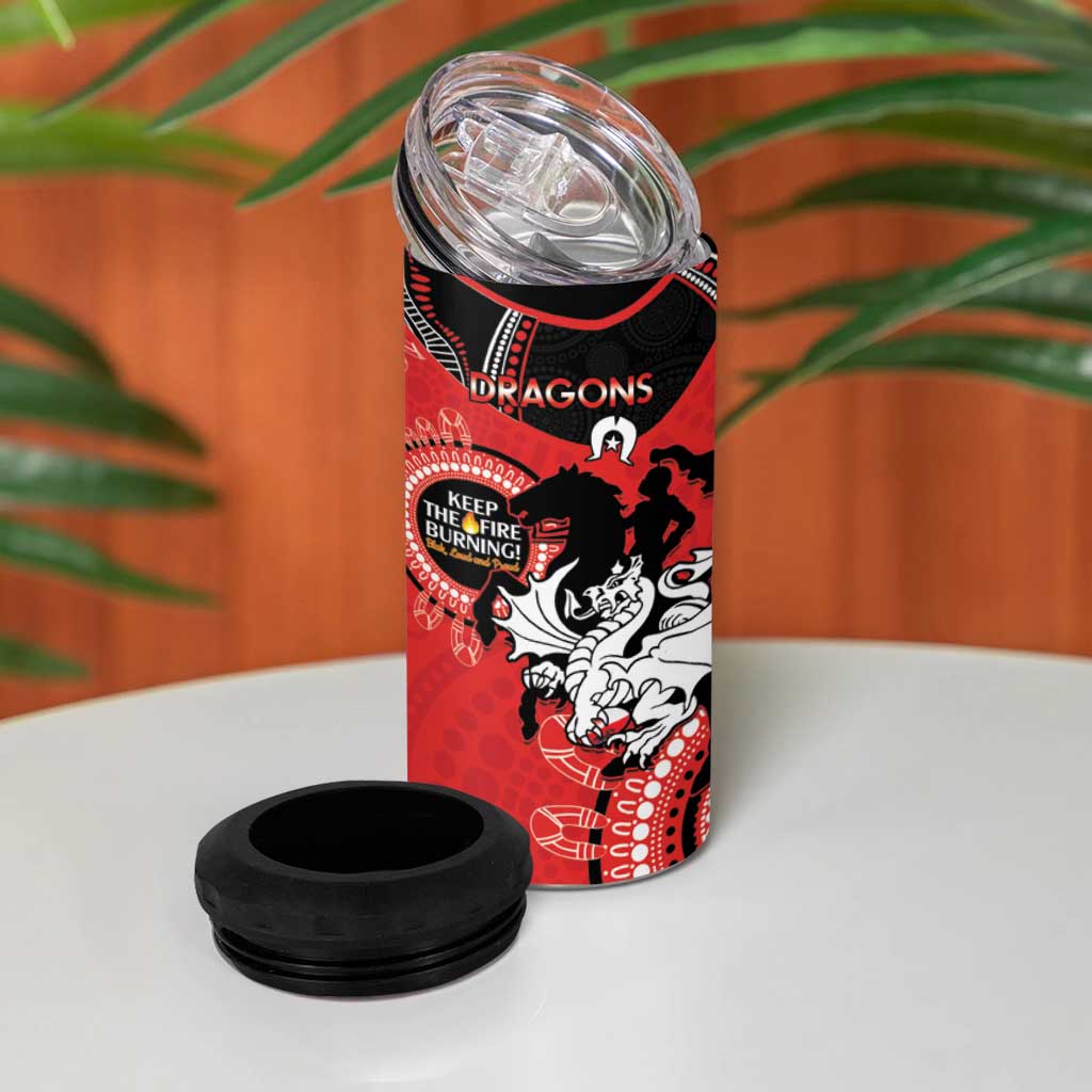 NRL Dragons NAIDOC Week 4 in 1 Can Cooler Tumbler Keep The Fire Burning Indigenous Art