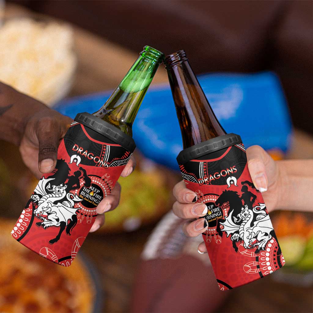NRL Dragons NAIDOC Week 4 in 1 Can Cooler Tumbler Keep The Fire Burning Indigenous Art