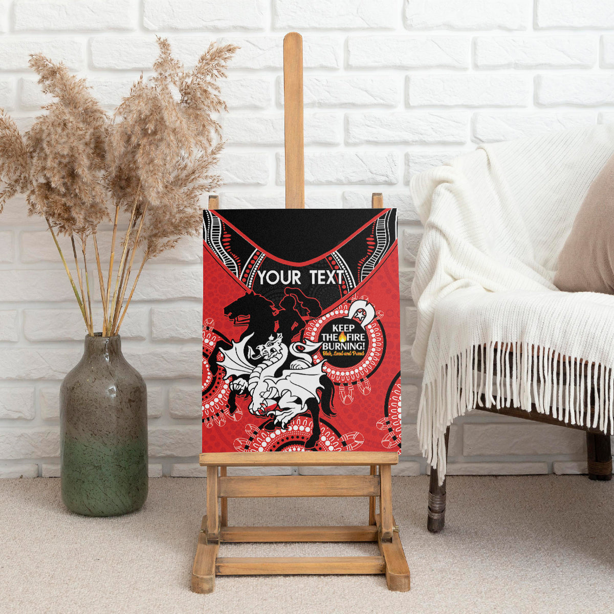 Custom NRL Dragons NAIDOC Week Canvas Wall Art Keep The Fire Burning Indigenous Art