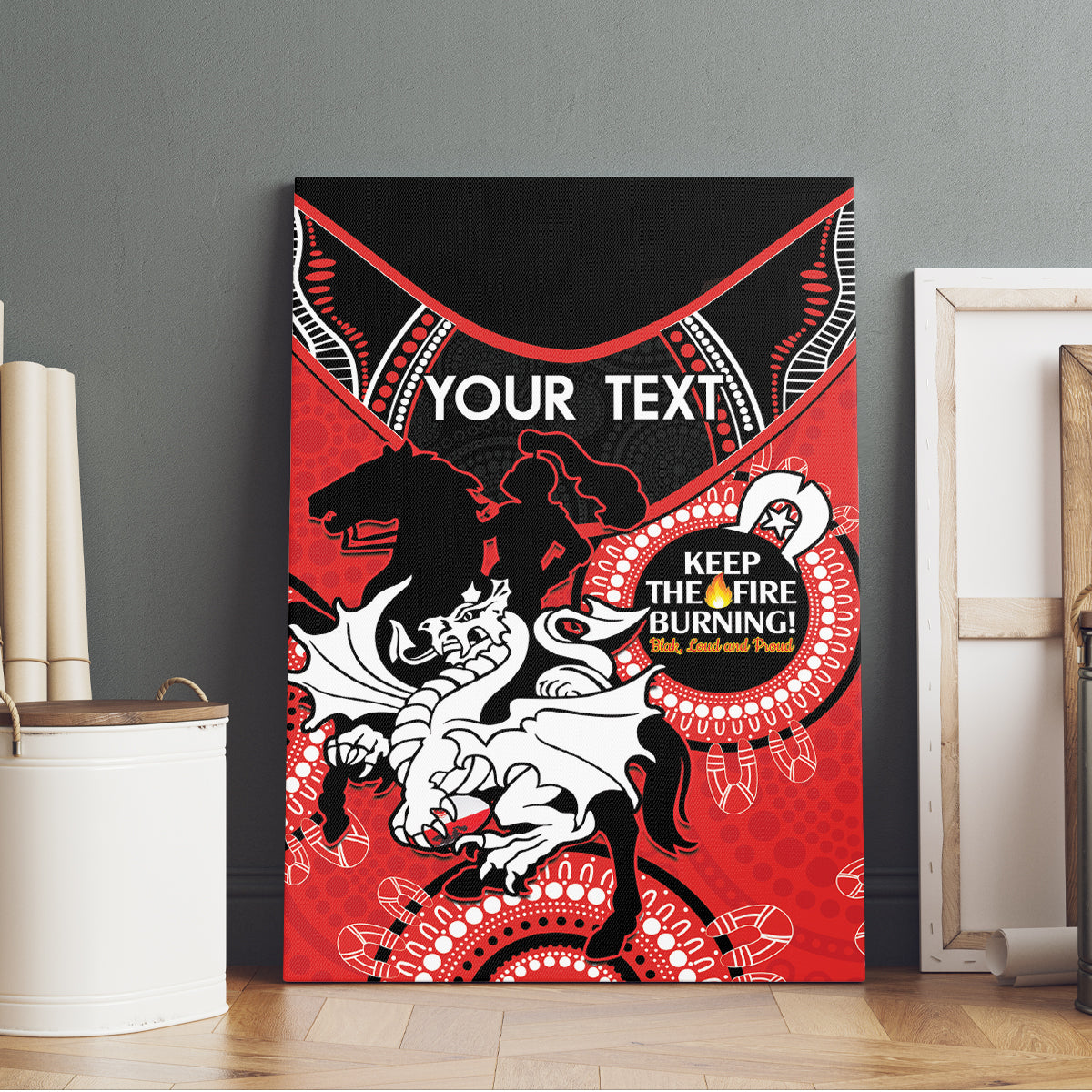 Custom NRL Dragons NAIDOC Week Canvas Wall Art Keep The Fire Burning Indigenous Art