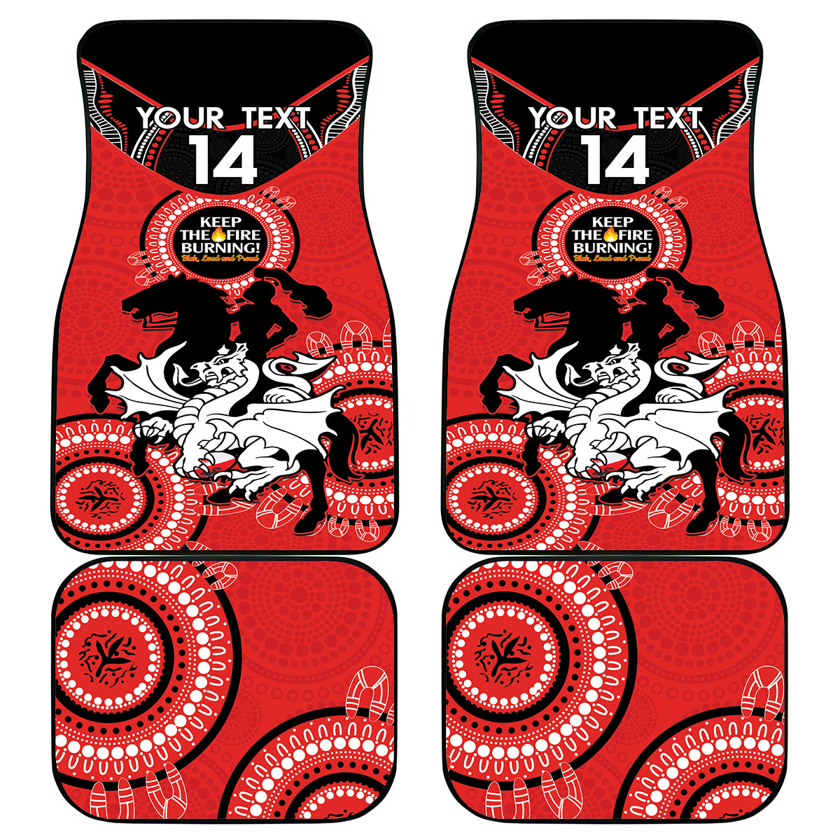 Custom NRL Dragons NAIDOC Week Car Mats Keep The Fire Burning Indigenous Art
