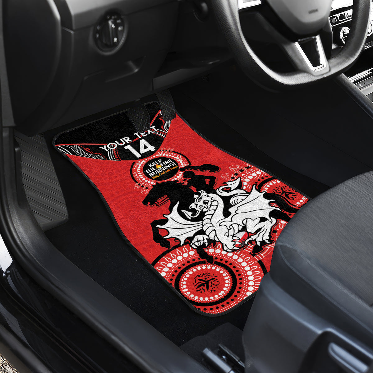 Custom NRL Dragons NAIDOC Week Car Mats Keep The Fire Burning Indigenous Art