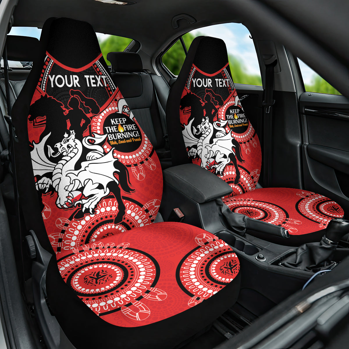 Custom NRL Dragons NAIDOC Week Car Seat Cover Keep The Fire Burning Indigenous Art