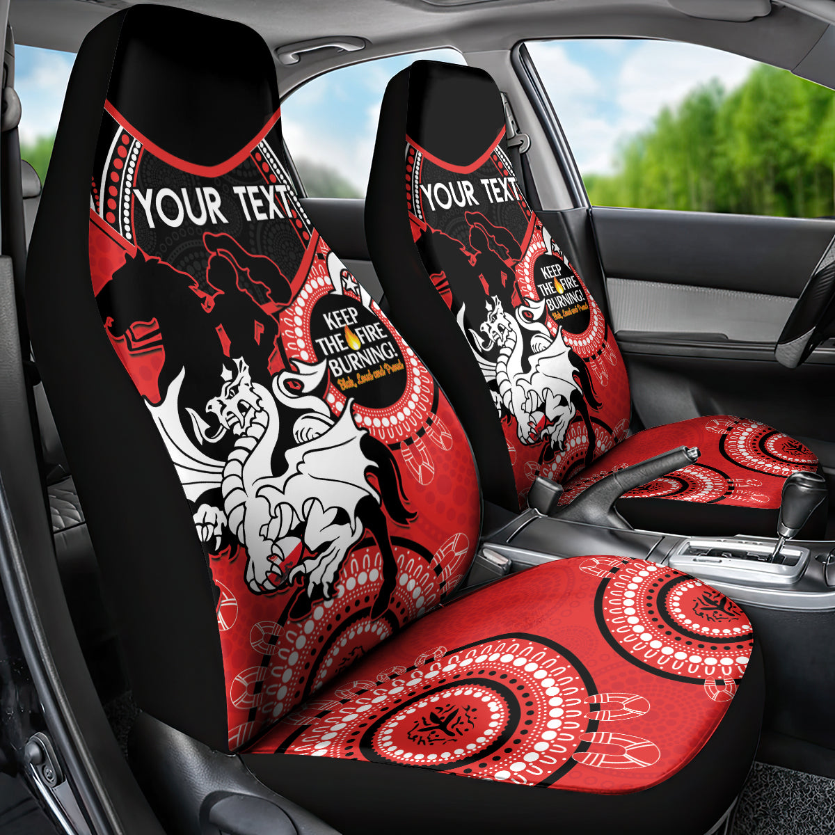 Custom NRL Dragons NAIDOC Week Car Seat Cover Keep The Fire Burning Indigenous Art