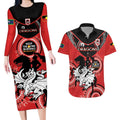 Custom NRL Dragons NAIDOC Week Couples Matching Long Sleeve Bodycon Dress and Hawaiian Shirt Keep The Fire Burning Indigenous Art