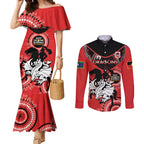 Custom NRL Dragons NAIDOC Week Couples Matching Mermaid Dress and Long Sleeve Button Shirt Keep The Fire Burning Indigenous Art