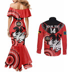 Custom NRL Dragons NAIDOC Week Couples Matching Mermaid Dress and Long Sleeve Button Shirt Keep The Fire Burning Indigenous Art