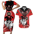 Custom NRL Dragons NAIDOC Week Couples Matching Short Sleeve Bodycon Dress and Hawaiian Shirt Keep The Fire Burning Indigenous Art