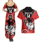 Custom NRL Dragons NAIDOC Week Couples Matching Summer Maxi Dress and Hawaiian Shirt Keep The Fire Burning Indigenous Art