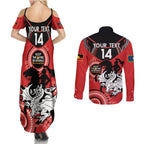 Custom NRL Dragons NAIDOC Week Couples Matching Summer Maxi Dress and Long Sleeve Button Shirt Keep The Fire Burning Indigenous Art