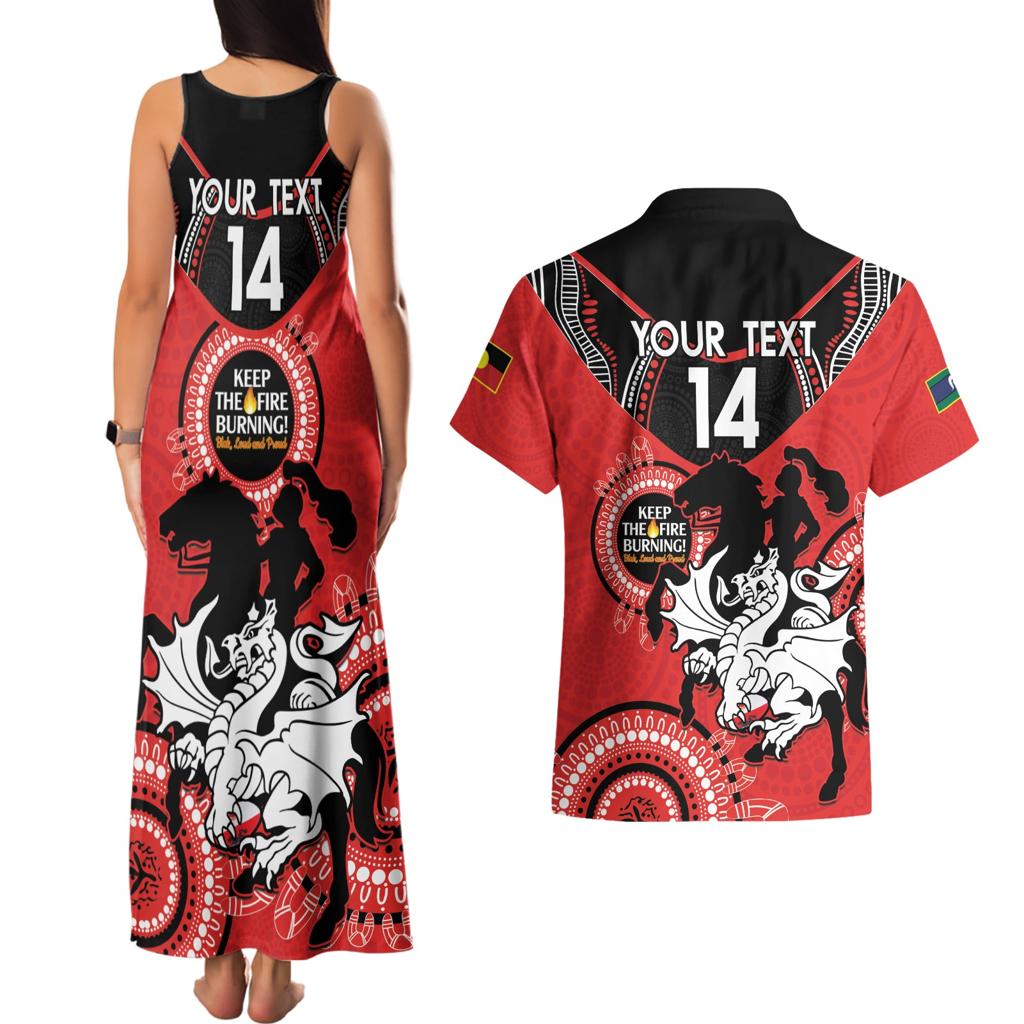 Custom NRL Dragons NAIDOC Week Couples Matching Tank Maxi Dress and Hawaiian Shirt Keep The Fire Burning Indigenous Art
