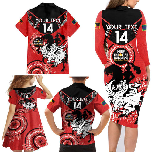 Custom NRL Dragons NAIDOC Week Family Matching Long Sleeve Bodycon Dress and Hawaiian Shirt Keep The Fire Burning Indigenous Art