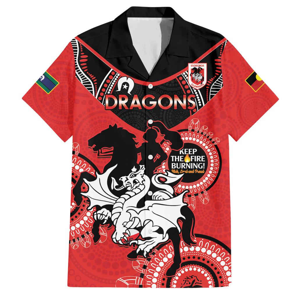 Custom NRL Dragons NAIDOC Week Family Matching Long Sleeve Bodycon Dress and Hawaiian Shirt Keep The Fire Burning Indigenous Art