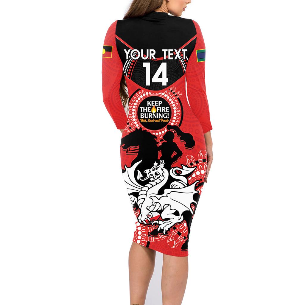 Custom NRL Dragons NAIDOC Week Family Matching Long Sleeve Bodycon Dress and Hawaiian Shirt Keep The Fire Burning Indigenous Art