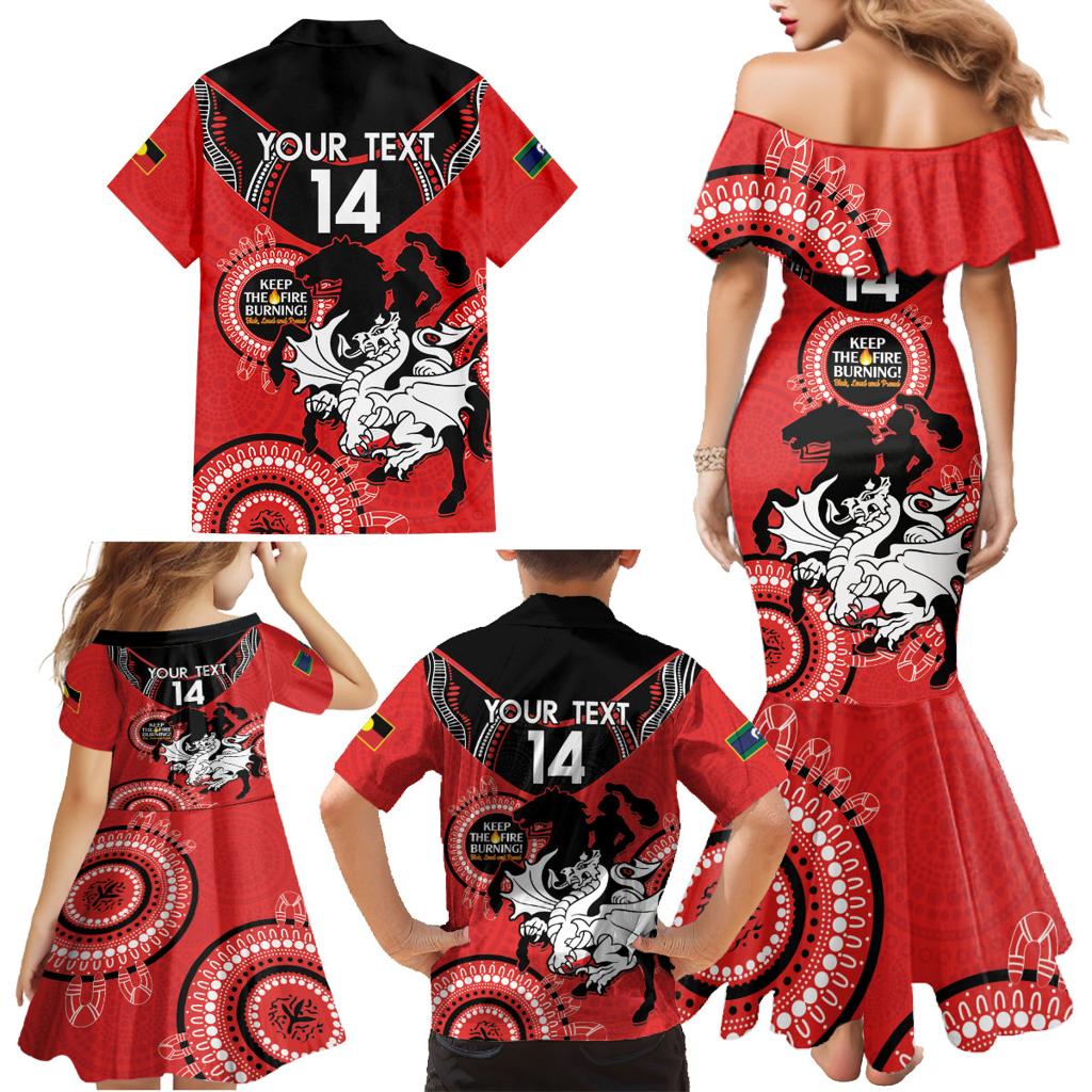 Custom NRL Dragons NAIDOC Week Family Matching Mermaid Dress and Hawaiian Shirt Keep The Fire Burning Indigenous Art