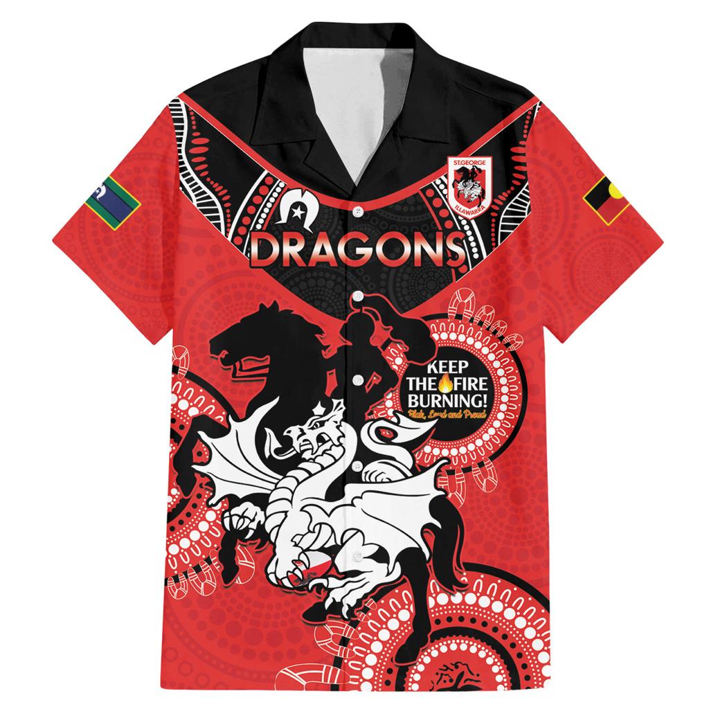 Custom NRL Dragons NAIDOC Week Family Matching Mermaid Dress and Hawaiian Shirt Keep The Fire Burning Indigenous Art