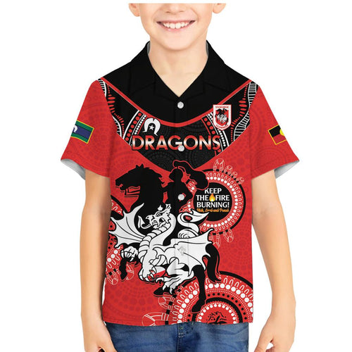 Custom NRL Dragons NAIDOC Week Family Matching Mermaid Dress and Hawaiian Shirt Keep The Fire Burning Indigenous Art