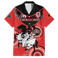 Custom NRL Dragons NAIDOC Week Family Matching Off The Shoulder Long Sleeve Dress and Hawaiian Shirt Keep The Fire Burning Indigenous Art
