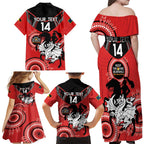 Custom NRL Dragons NAIDOC Week Family Matching Off Shoulder Maxi Dress and Hawaiian Shirt Keep The Fire Burning Indigenous Art