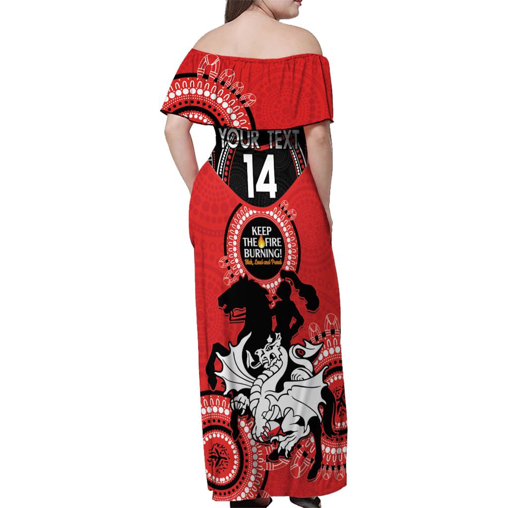 Custom NRL Dragons NAIDOC Week Family Matching Off Shoulder Maxi Dress and Hawaiian Shirt Keep The Fire Burning Indigenous Art