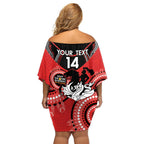 Custom NRL Dragons NAIDOC Week Family Matching Off Shoulder Short Dress and Hawaiian Shirt Keep The Fire Burning Indigenous Art
