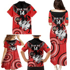 Custom NRL Dragons NAIDOC Week Family Matching Puletasi and Hawaiian Shirt Keep The Fire Burning Indigenous Art