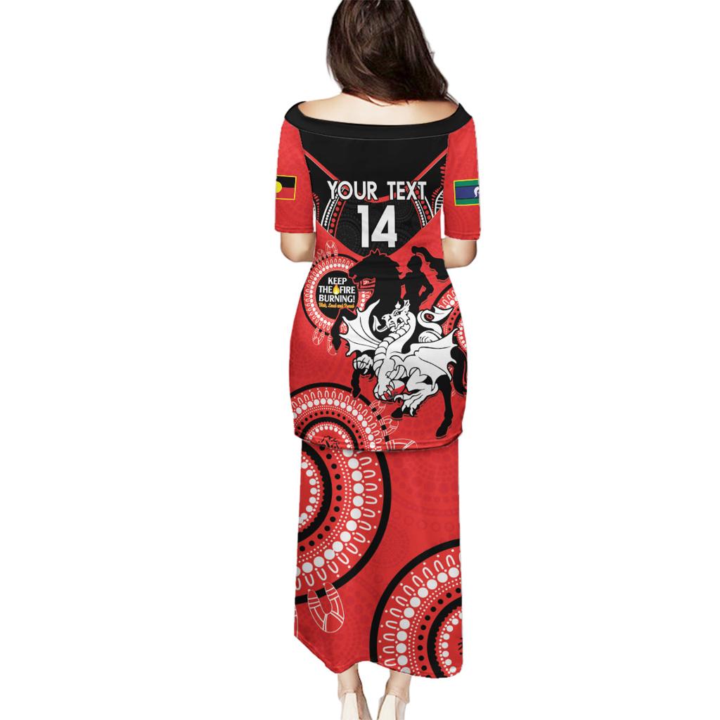 Custom NRL Dragons NAIDOC Week Family Matching Puletasi and Hawaiian Shirt Keep The Fire Burning Indigenous Art