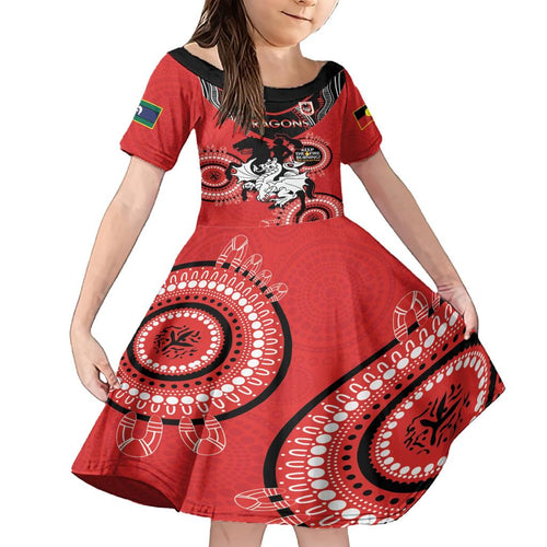 Custom NRL Dragons NAIDOC Week Family Matching Short Sleeve Bodycon Dress and Hawaiian Shirt Keep The Fire Burning Indigenous Art