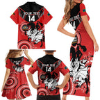 Custom NRL Dragons NAIDOC Week Family Matching Short Sleeve Bodycon Dress and Hawaiian Shirt Keep The Fire Burning Indigenous Art